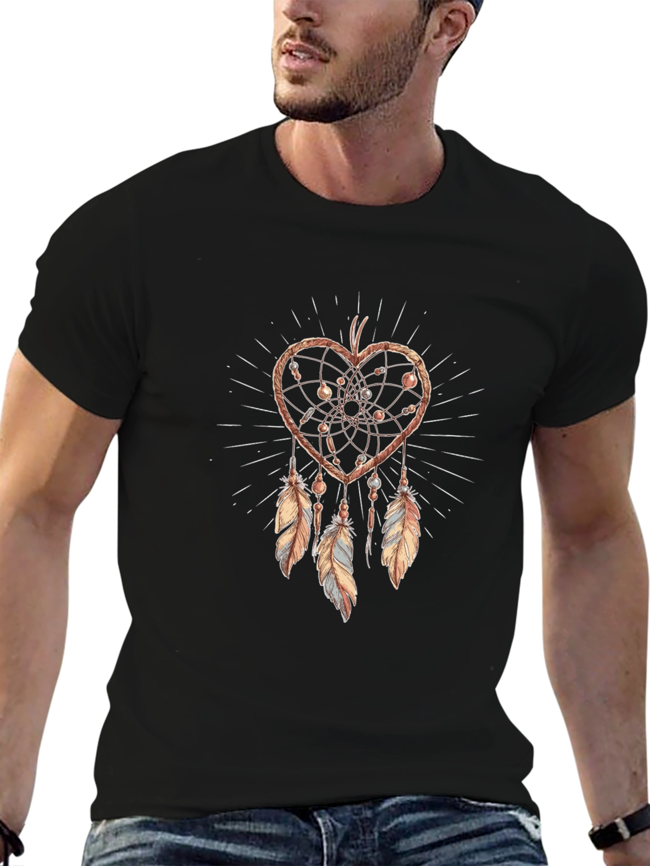Heart Dreamcatcher Graphic Tee - Boho Style