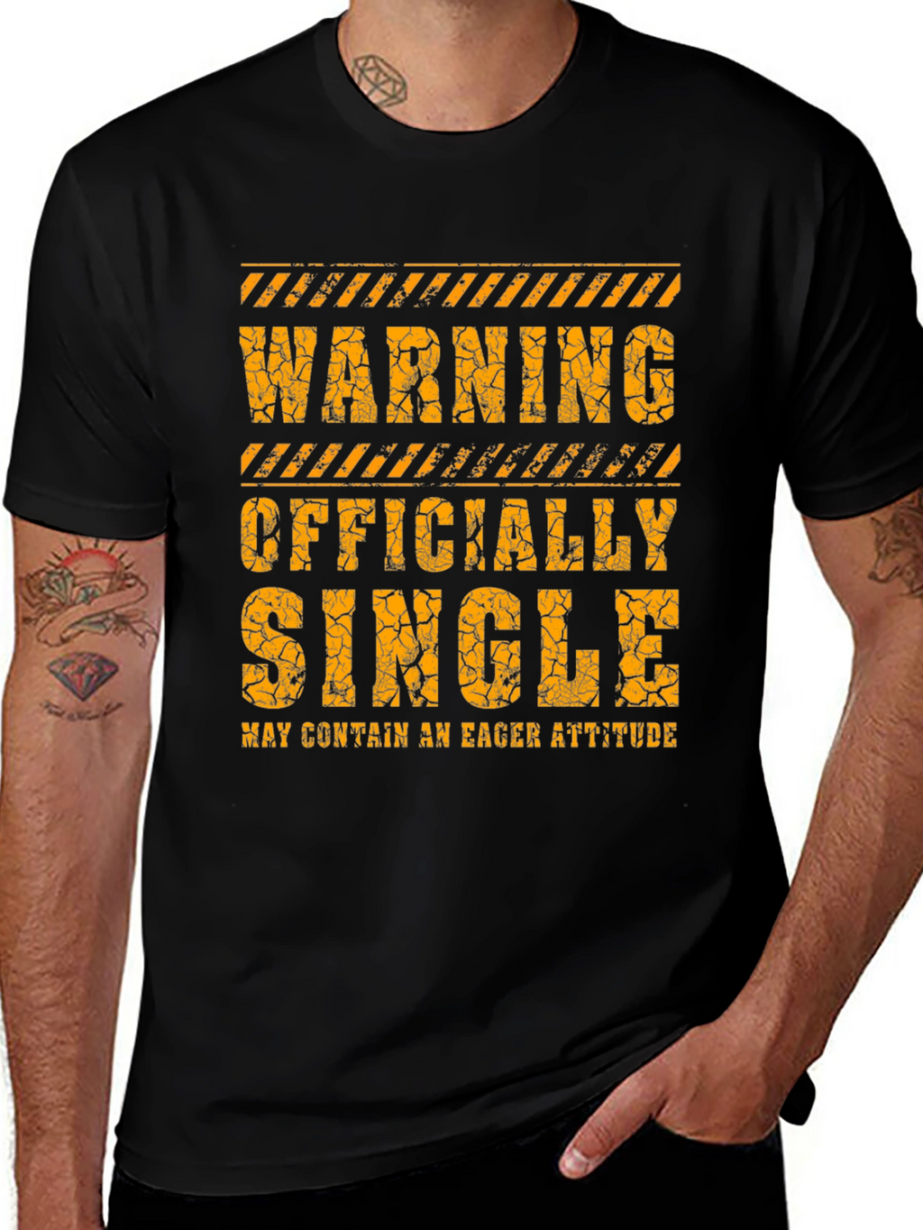 Warning Officially Single Mens Black T-Shirt