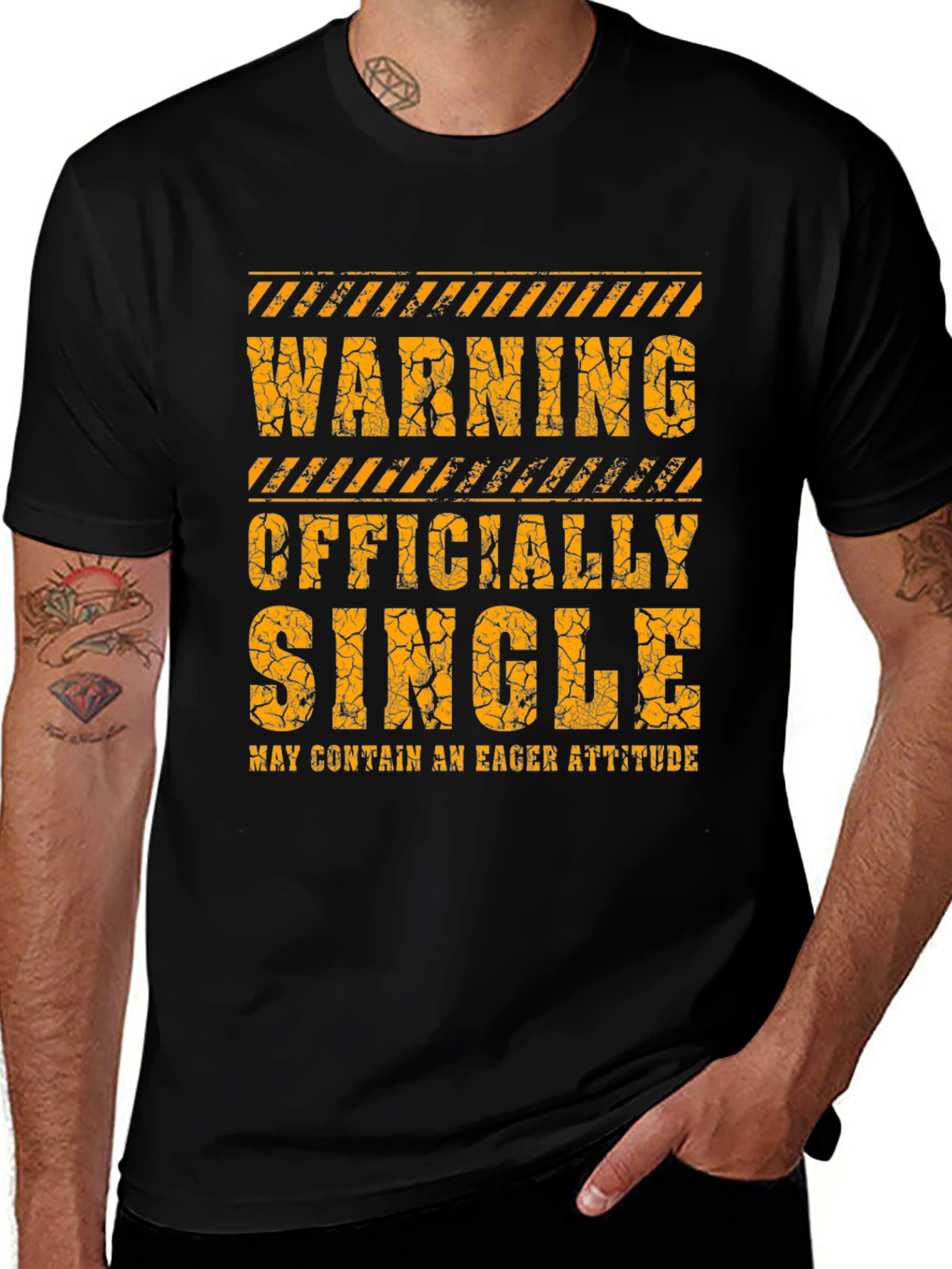 Warning Officially Single Mens Black T-Shirt