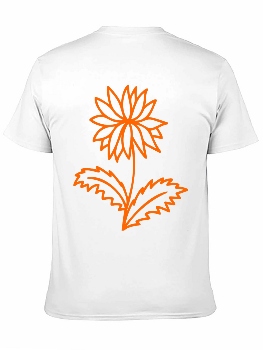 Mens Black Graphic Tee - Orange Flower Design