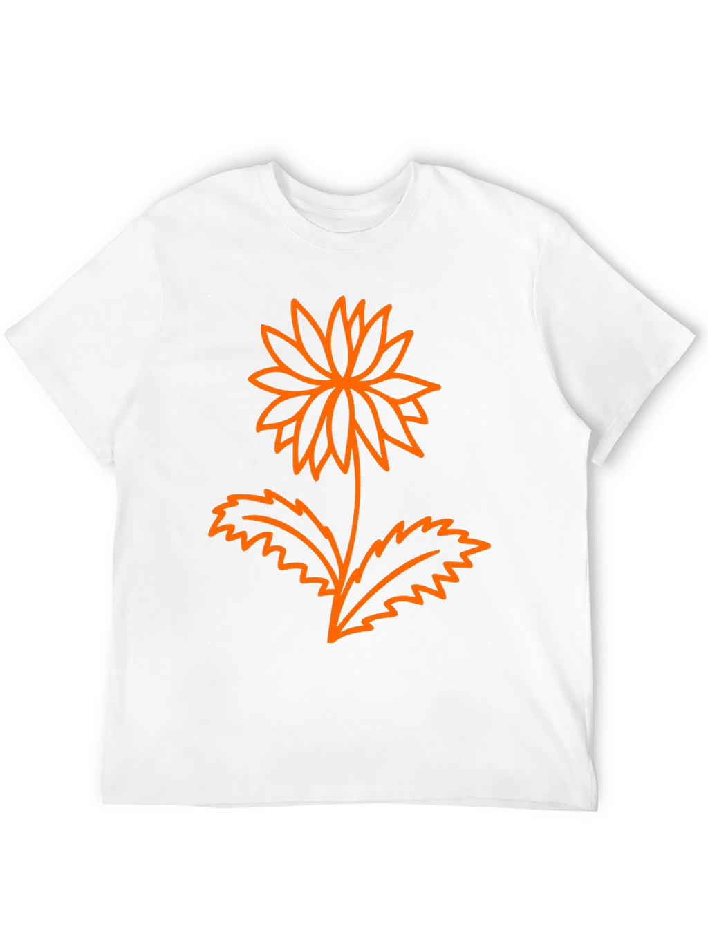 Mens Black Graphic Tee - Orange Flower Design
