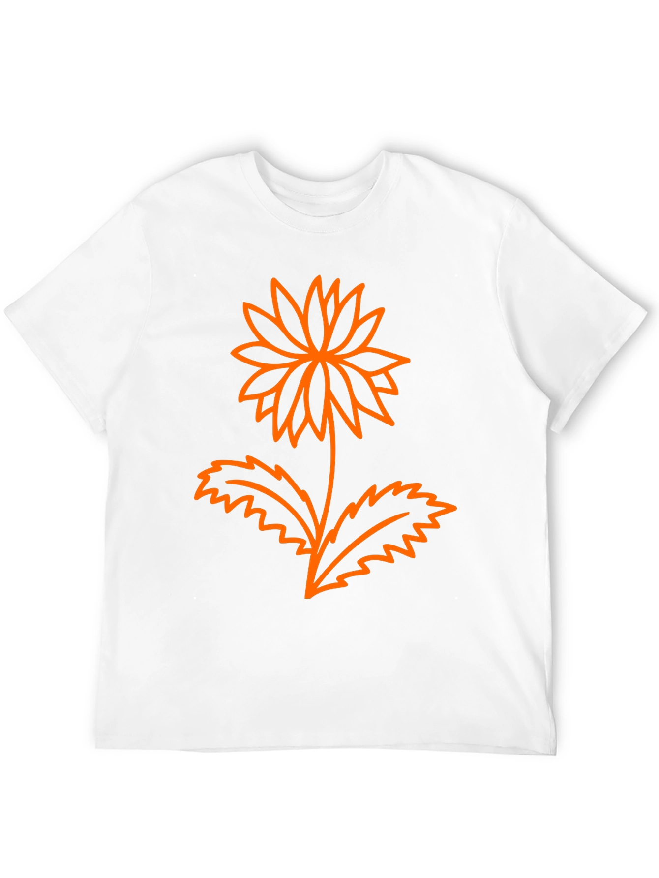 Mens Black Graphic Tee - Orange Flower Design