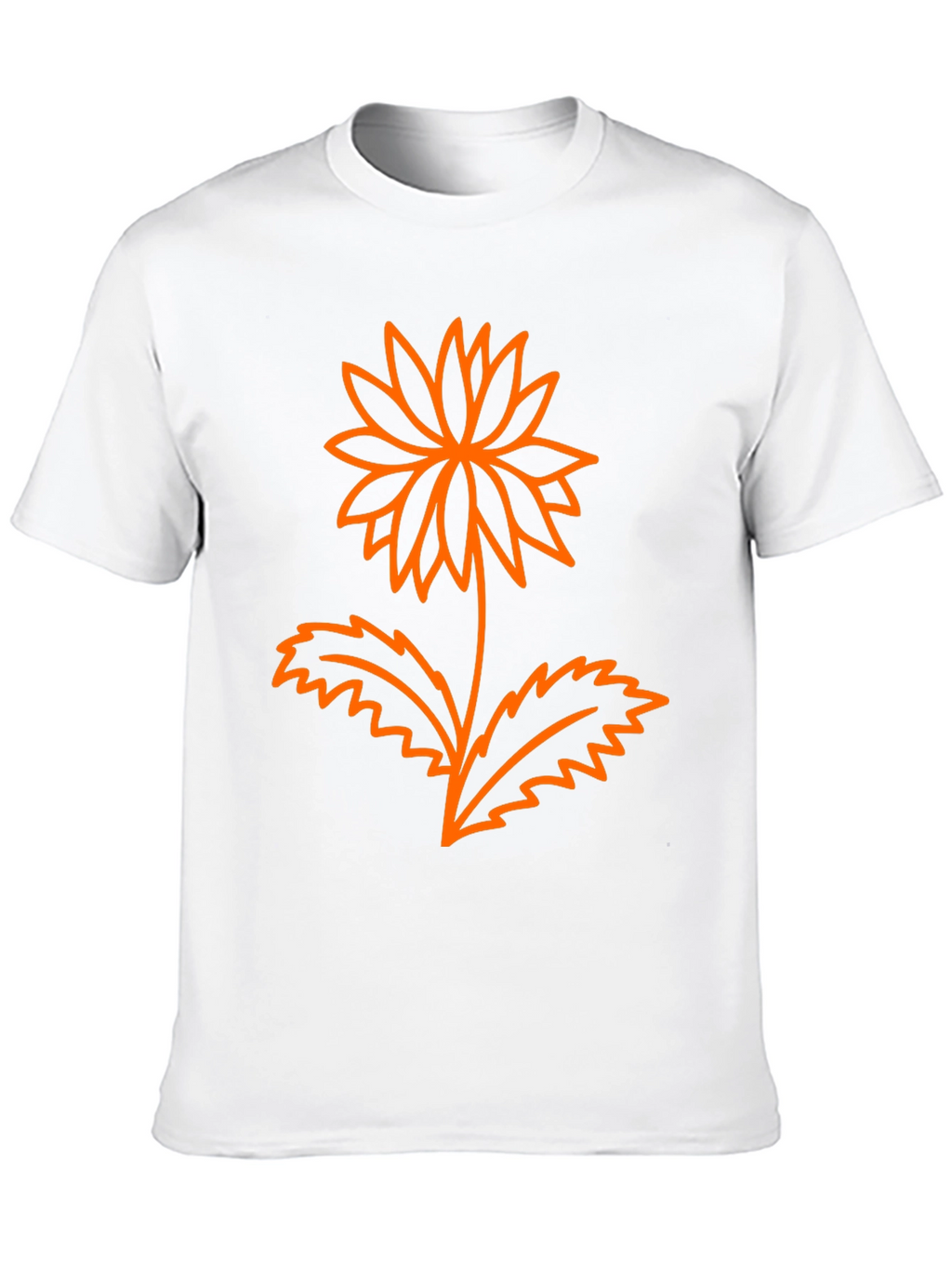 Mens Black Graphic Tee - Orange Flower Design