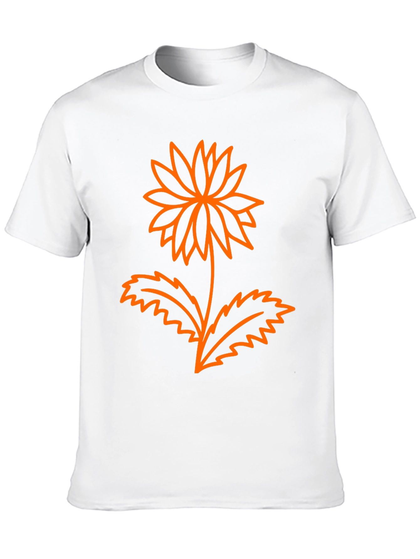 Mens Black Graphic Tee - Orange Flower Design
