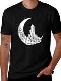 Crescent Moon Crystal Flower T-Shirt
