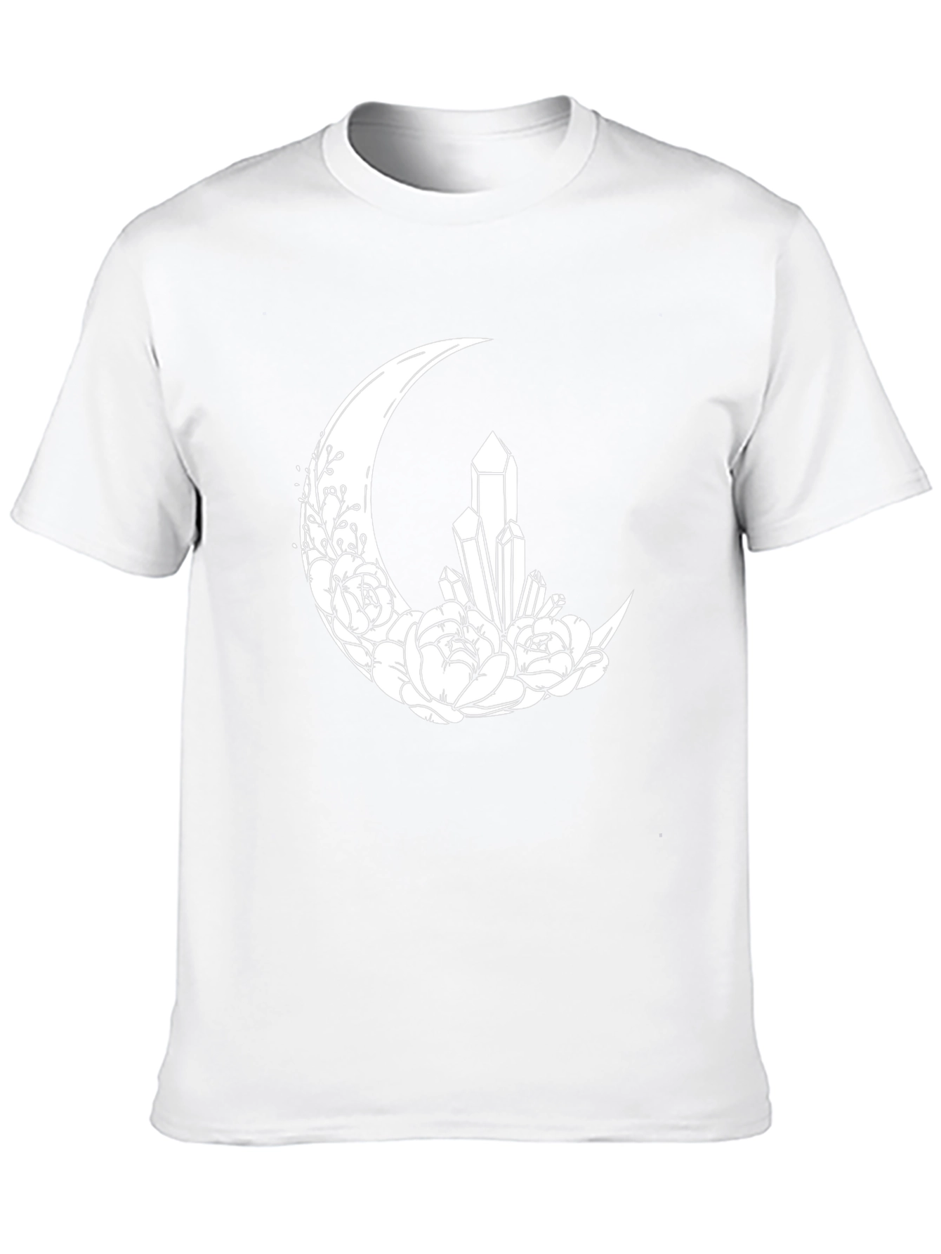 Crescent Moon Crystal Flower T-Shirt
