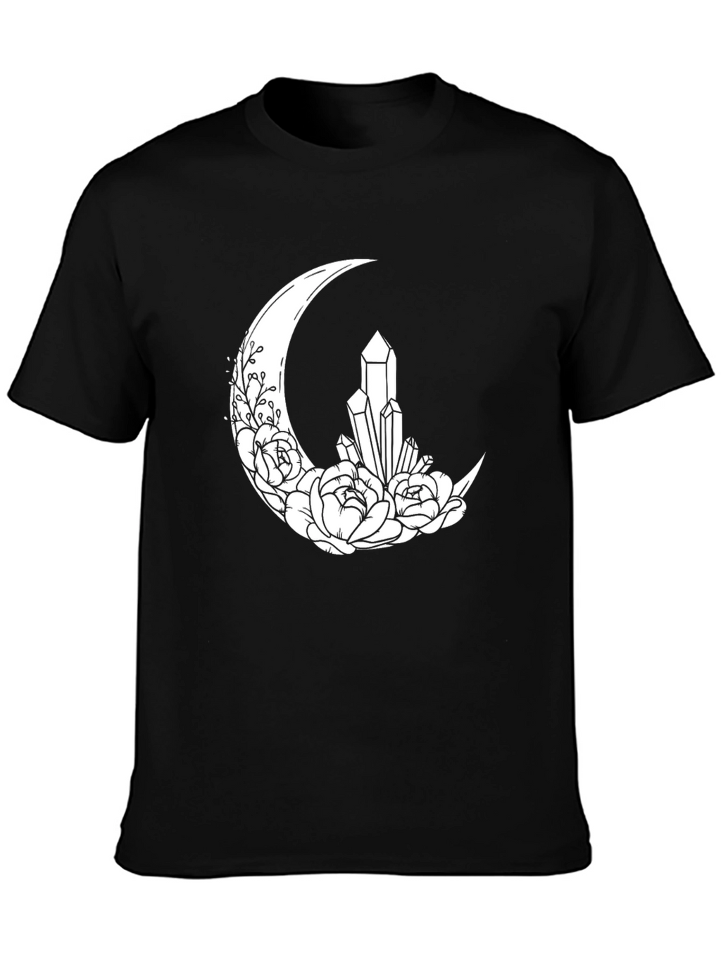 Crescent Moon Crystal Flower T-Shirt