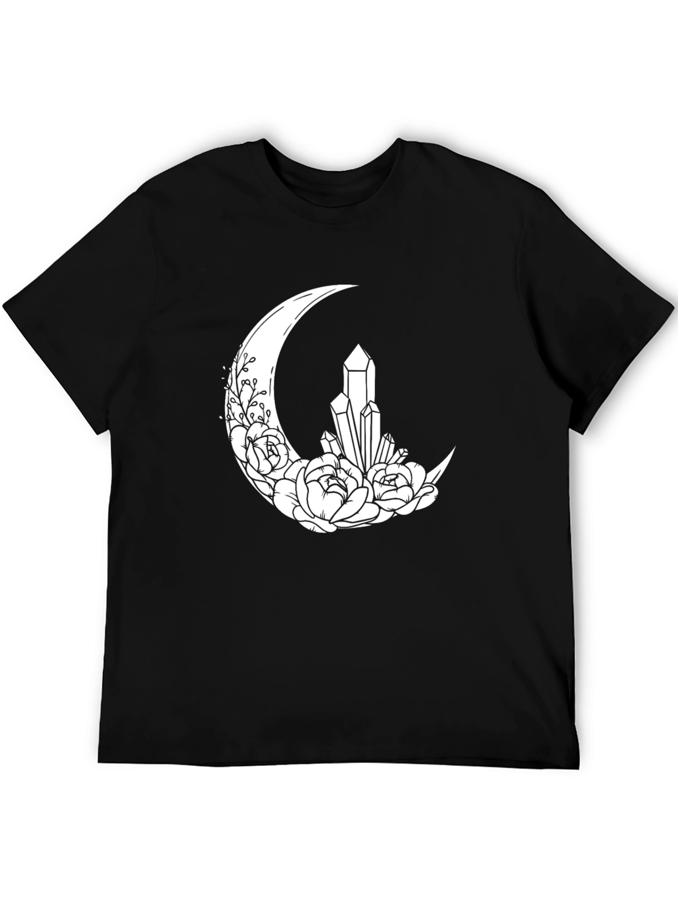 Crescent Moon Crystal Flower T-Shirt