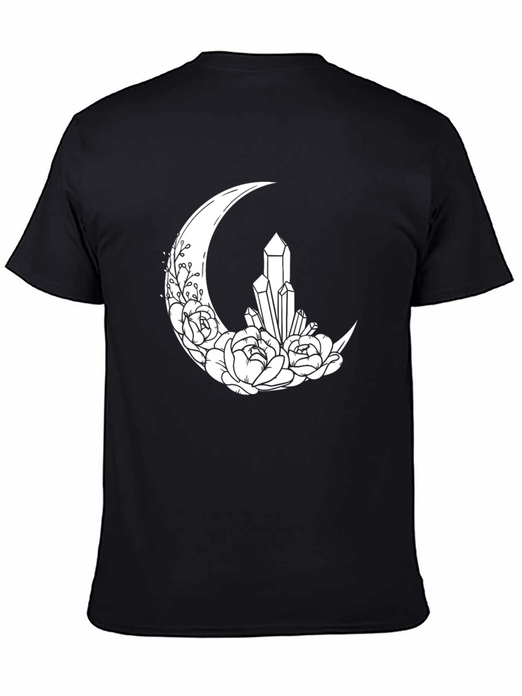 Crescent Moon Crystal Flower T-Shirt