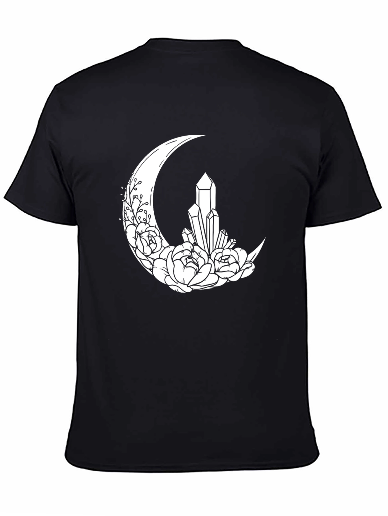 Crescent Moon Crystal Flower T-Shirt