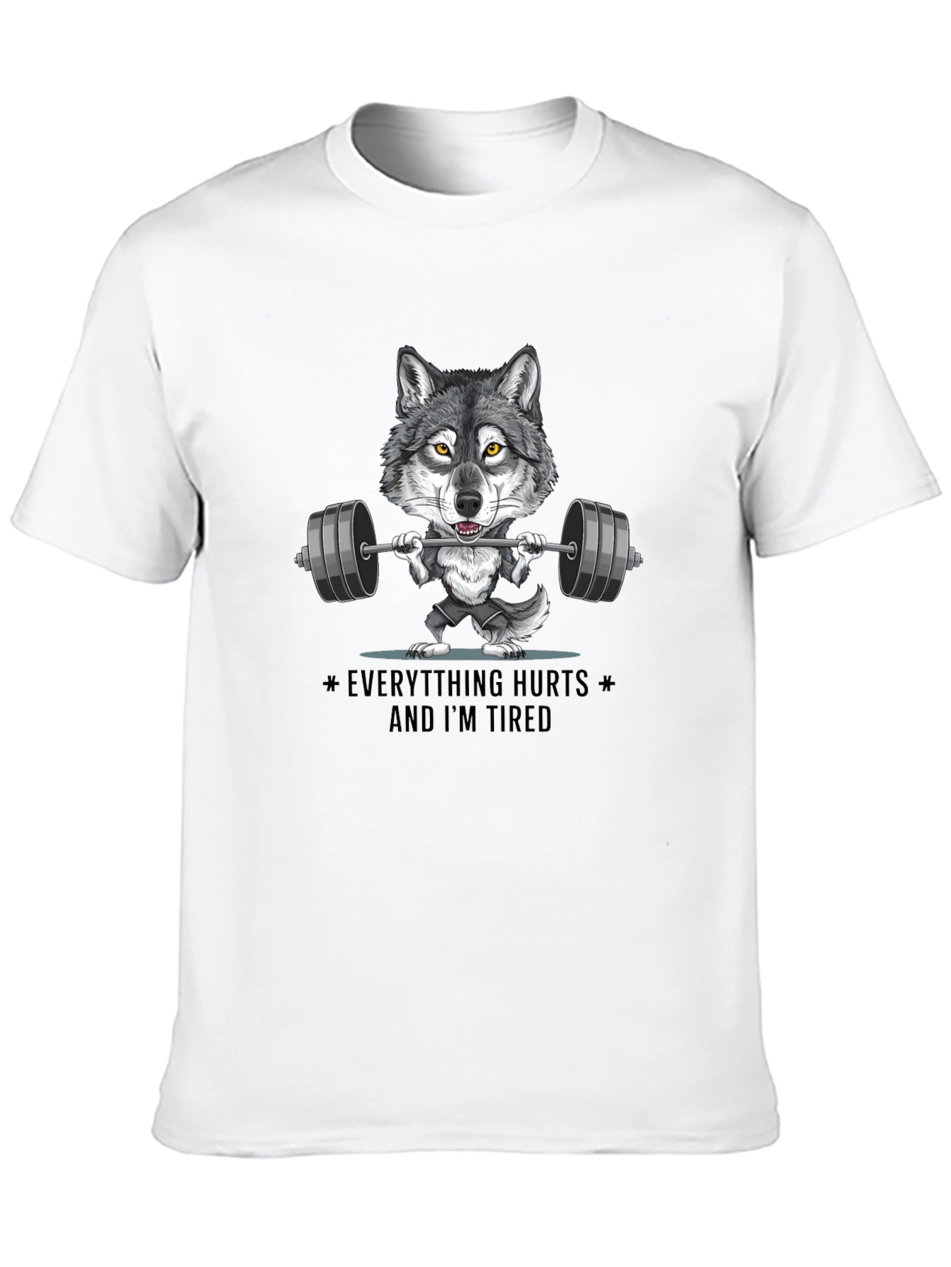 Wolf Lifting Weights Graphic T-Shirt - Funny Workout Tee