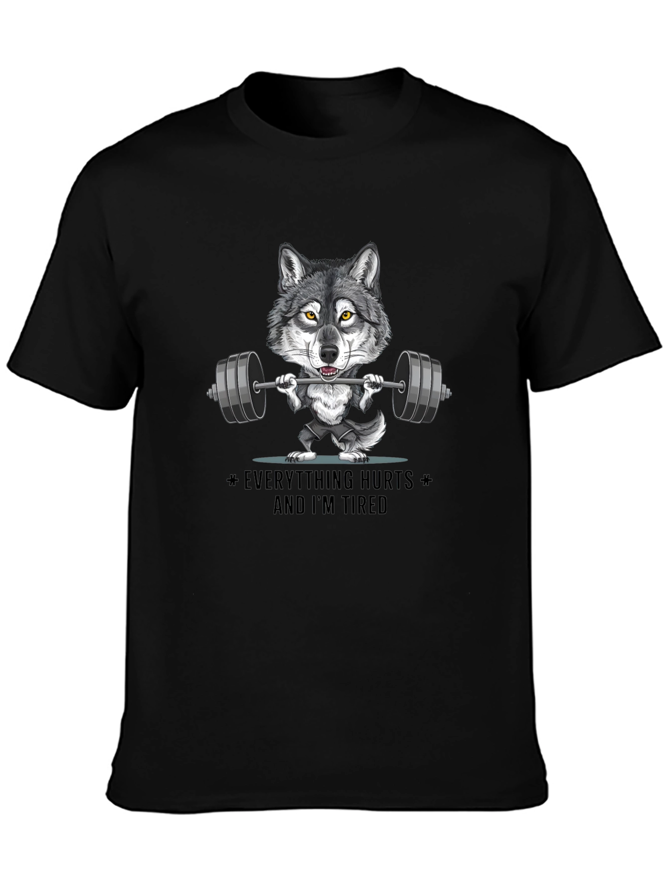 Wolf Lifting Weights Graphic T-Shirt - Funny Workout Tee