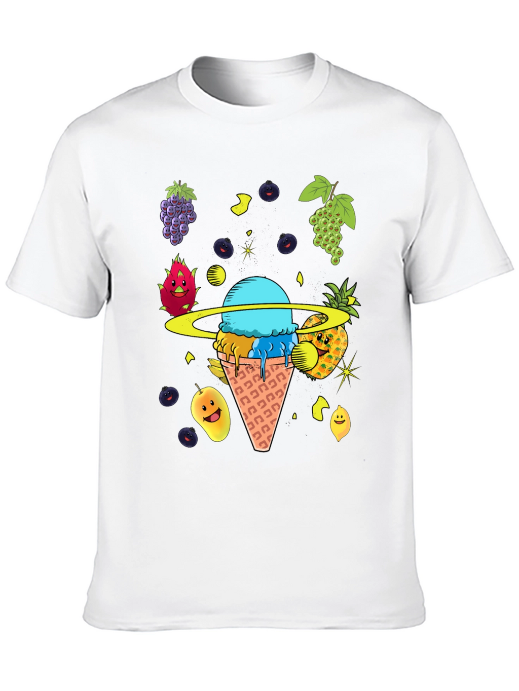 Fruit Ice Cream Planet Graphic T-Shirt