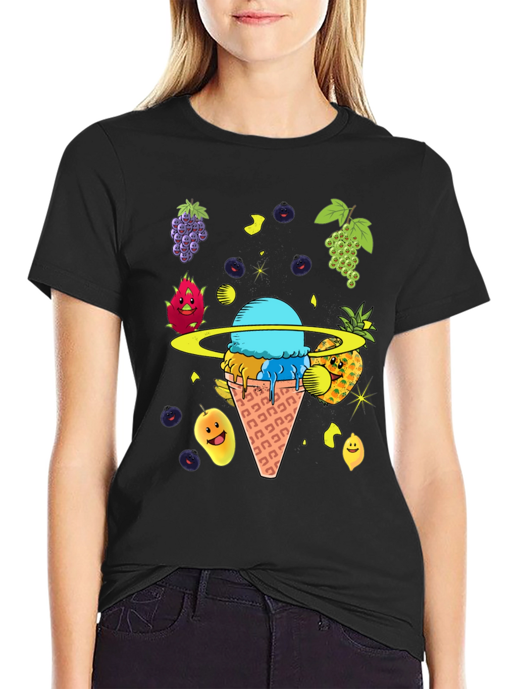 Fruit Ice Cream Planet Graphic T-Shirt