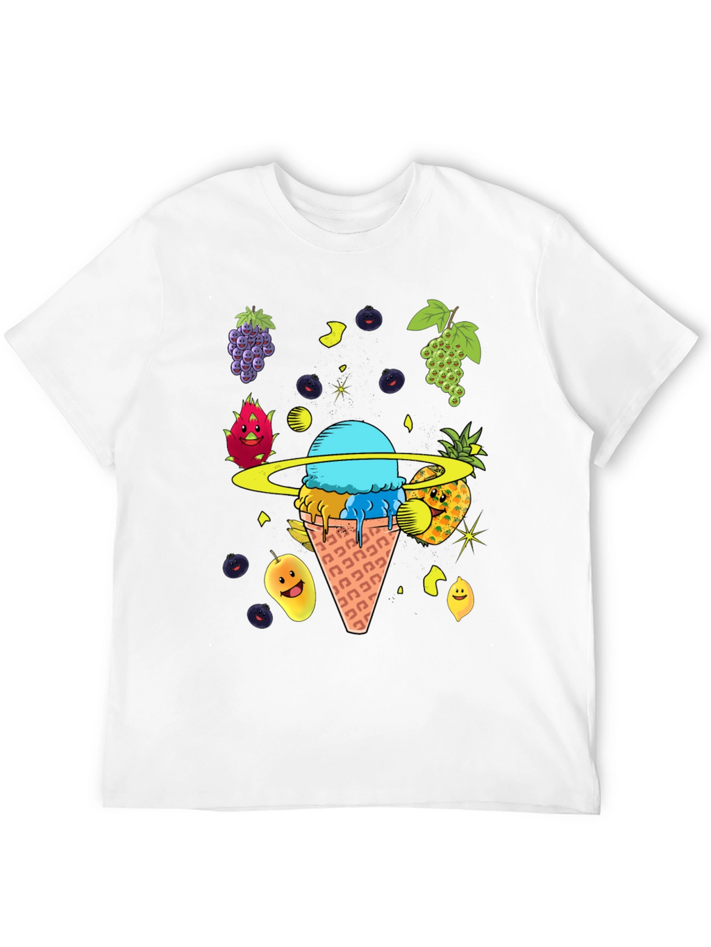 Fruit Ice Cream Planet Graphic T-Shirt