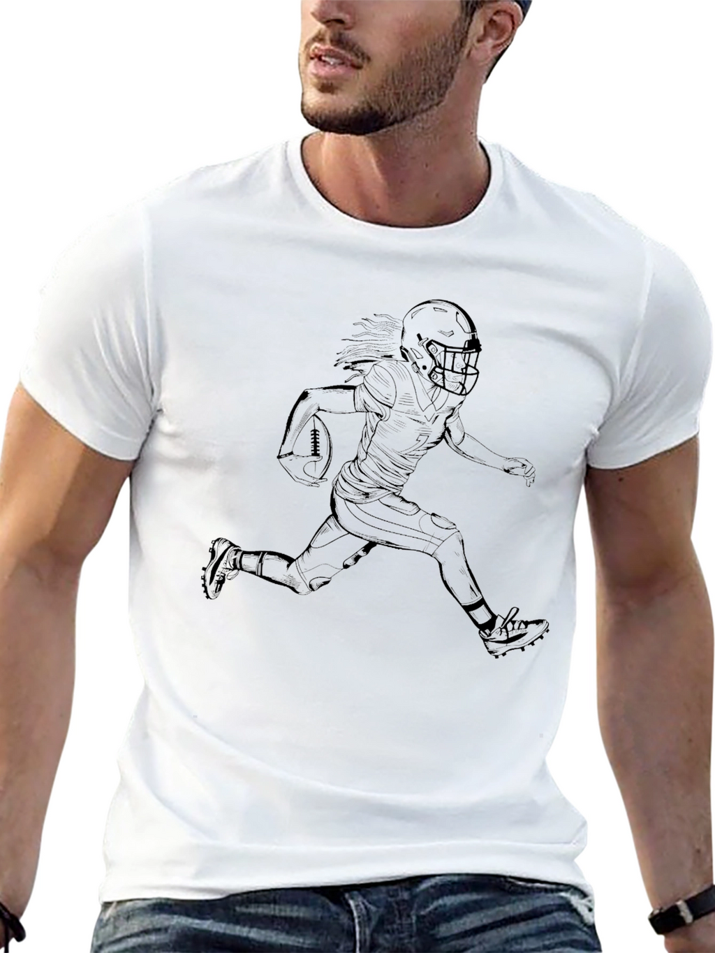 Football Player Graphic Tee - Black