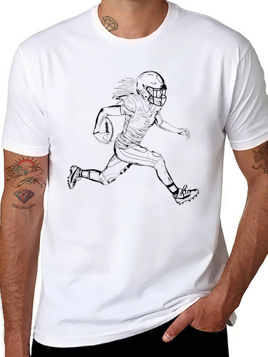 Football Player Graphic Tee - Black