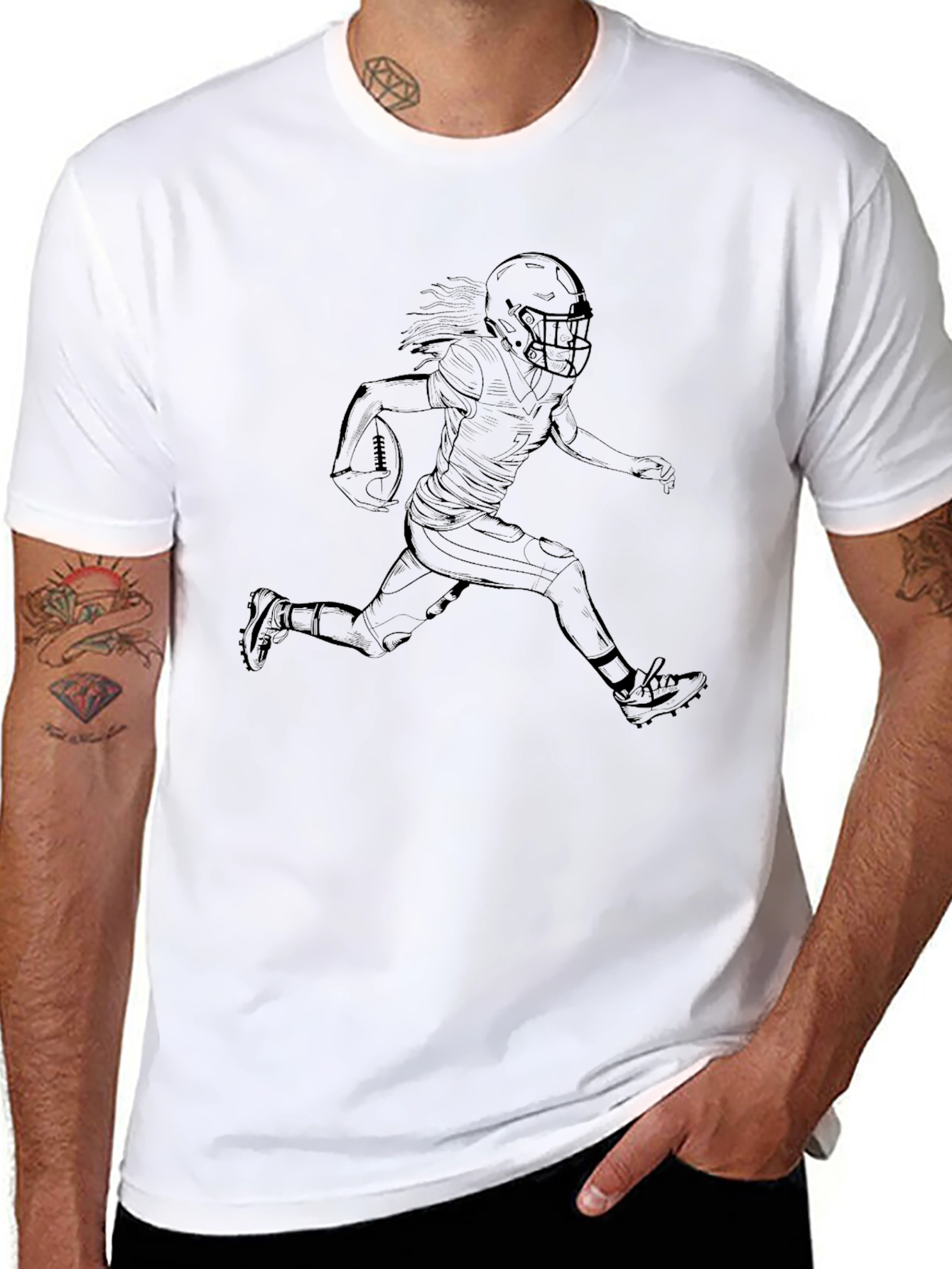 Football Player Graphic Tee - Black