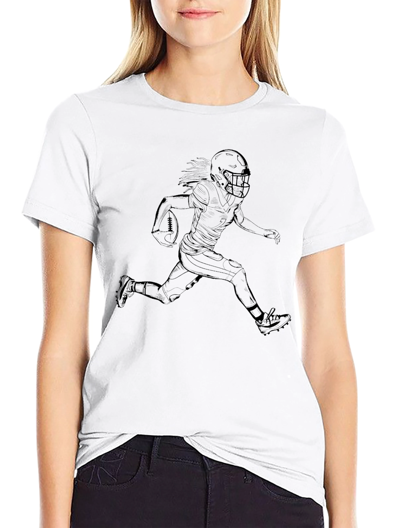Football Player Graphic Tee - Black