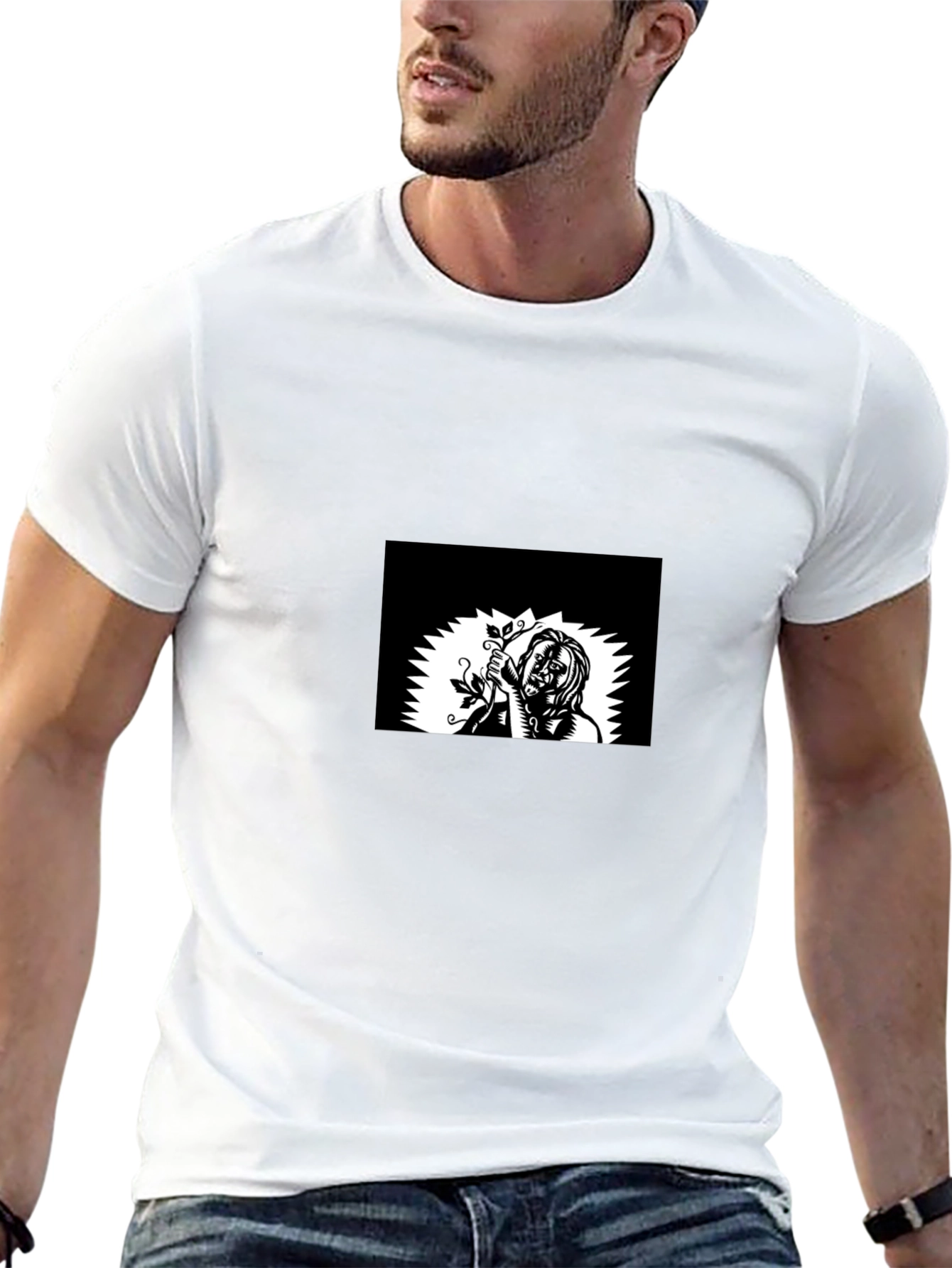 Mens Black Graphic Tee - Vine Design