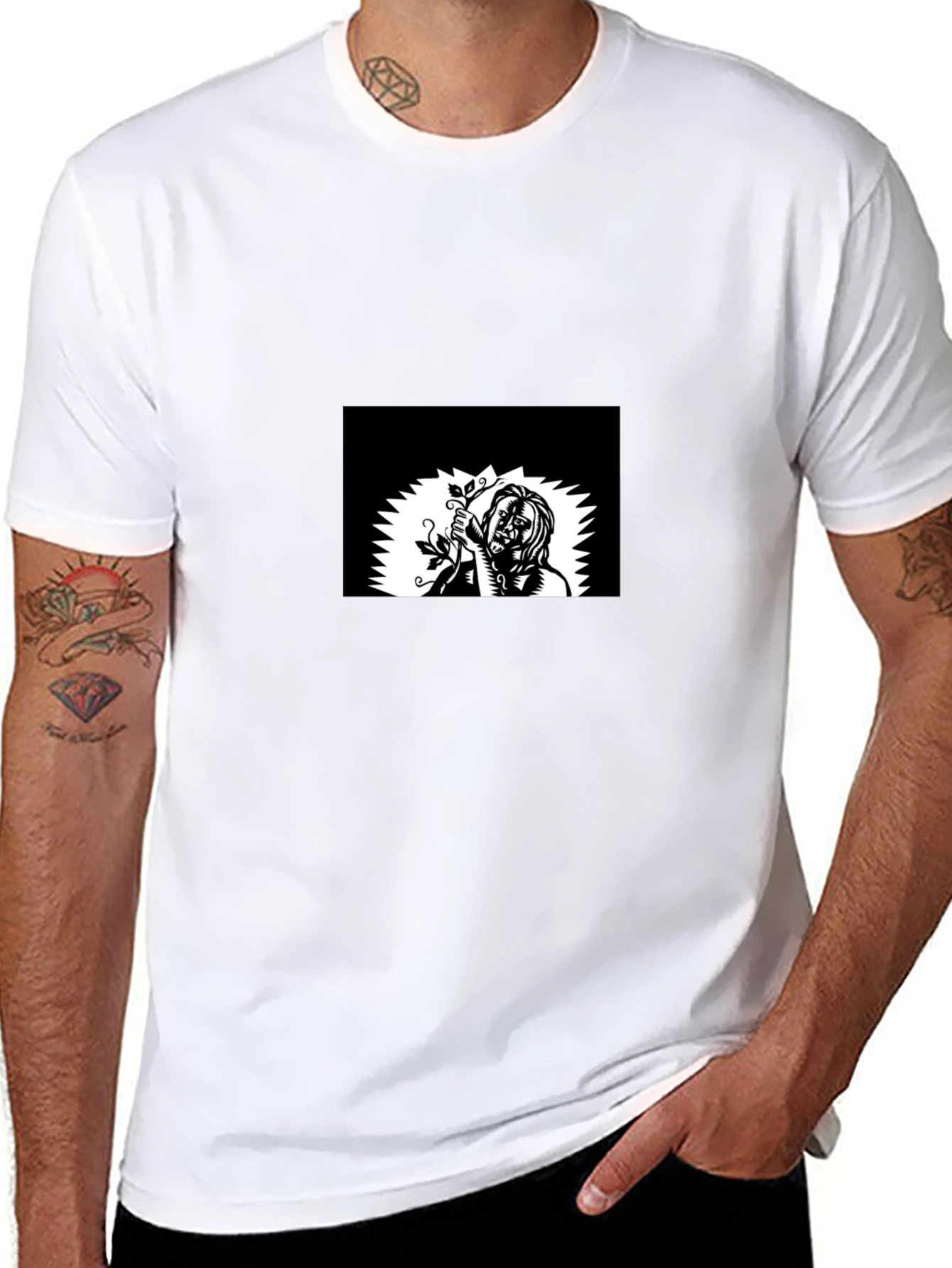 Mens Black Graphic Tee - Vine Design