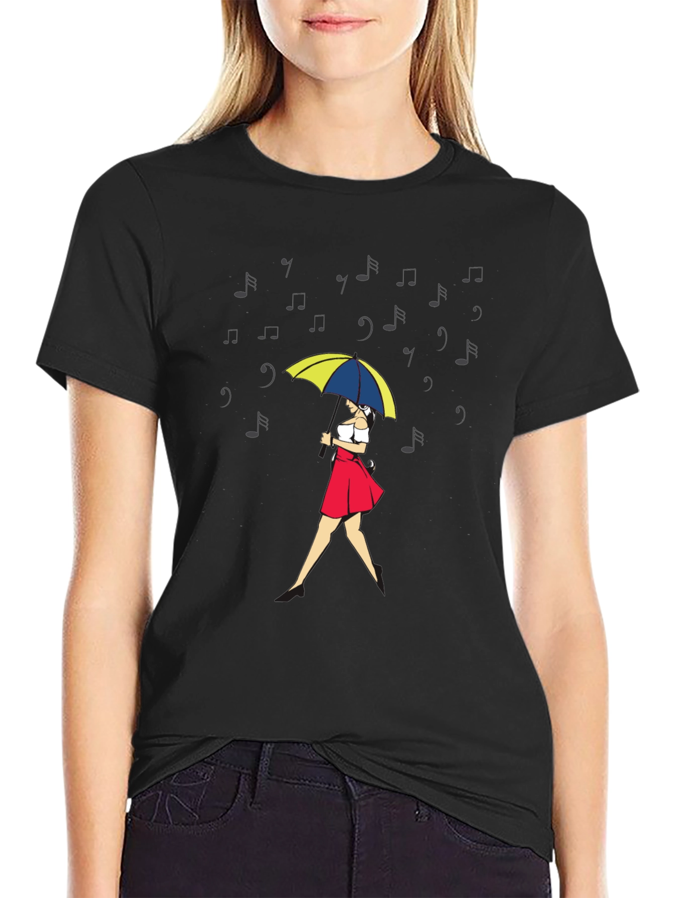 Musical Rain T-Shirt - Woman with Umbrella