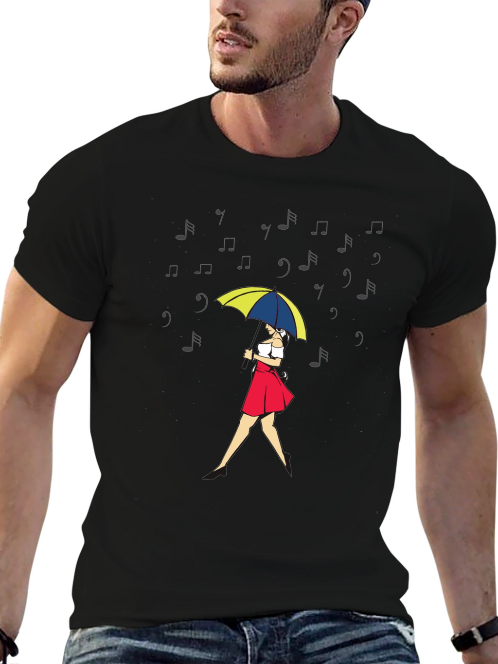 Musical Rain T-Shirt - Woman with Umbrella