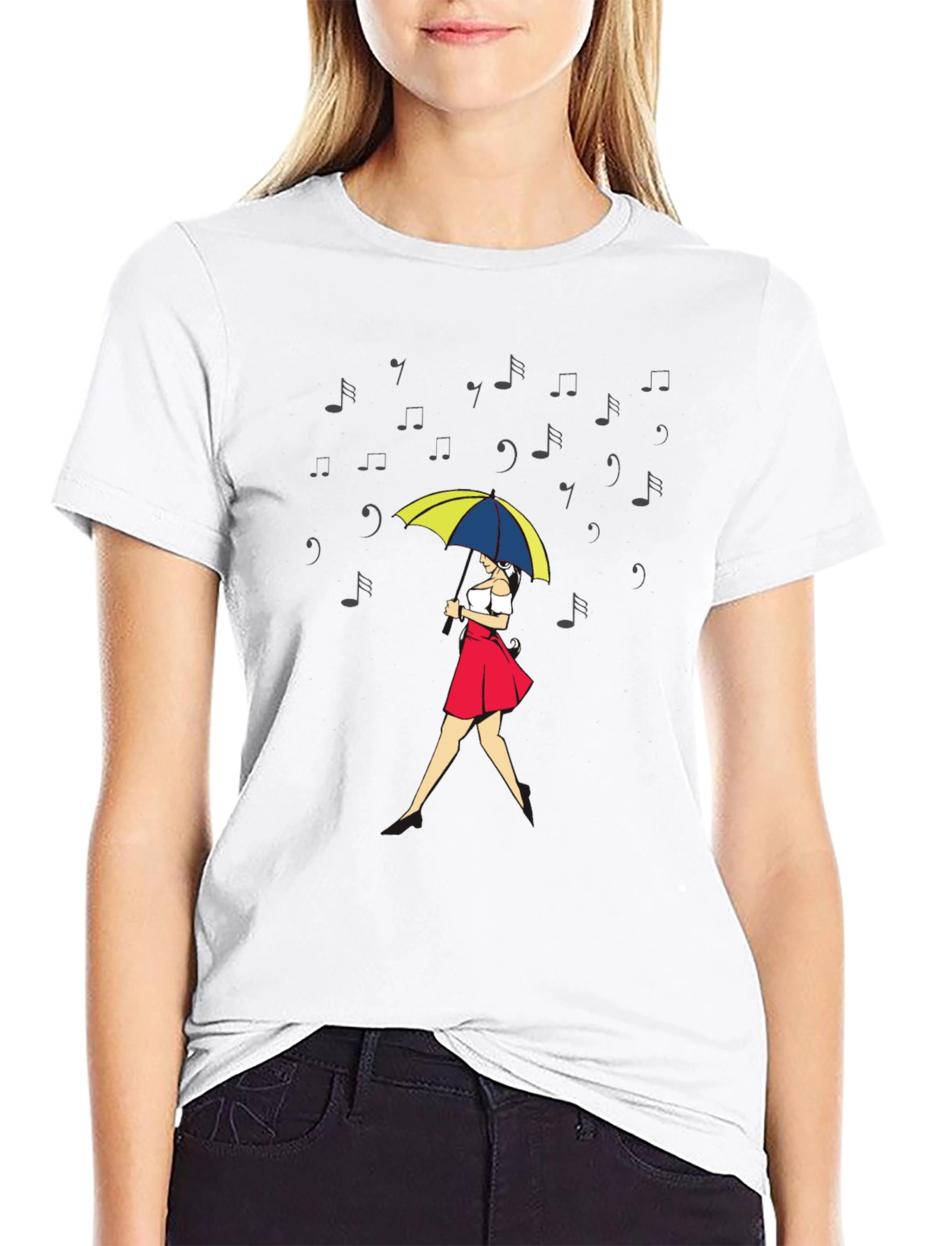 Musical Rain T-Shirt - Woman with Umbrella