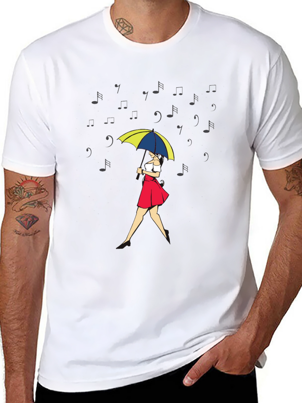 Musical Rain T-Shirt - Woman with Umbrella
