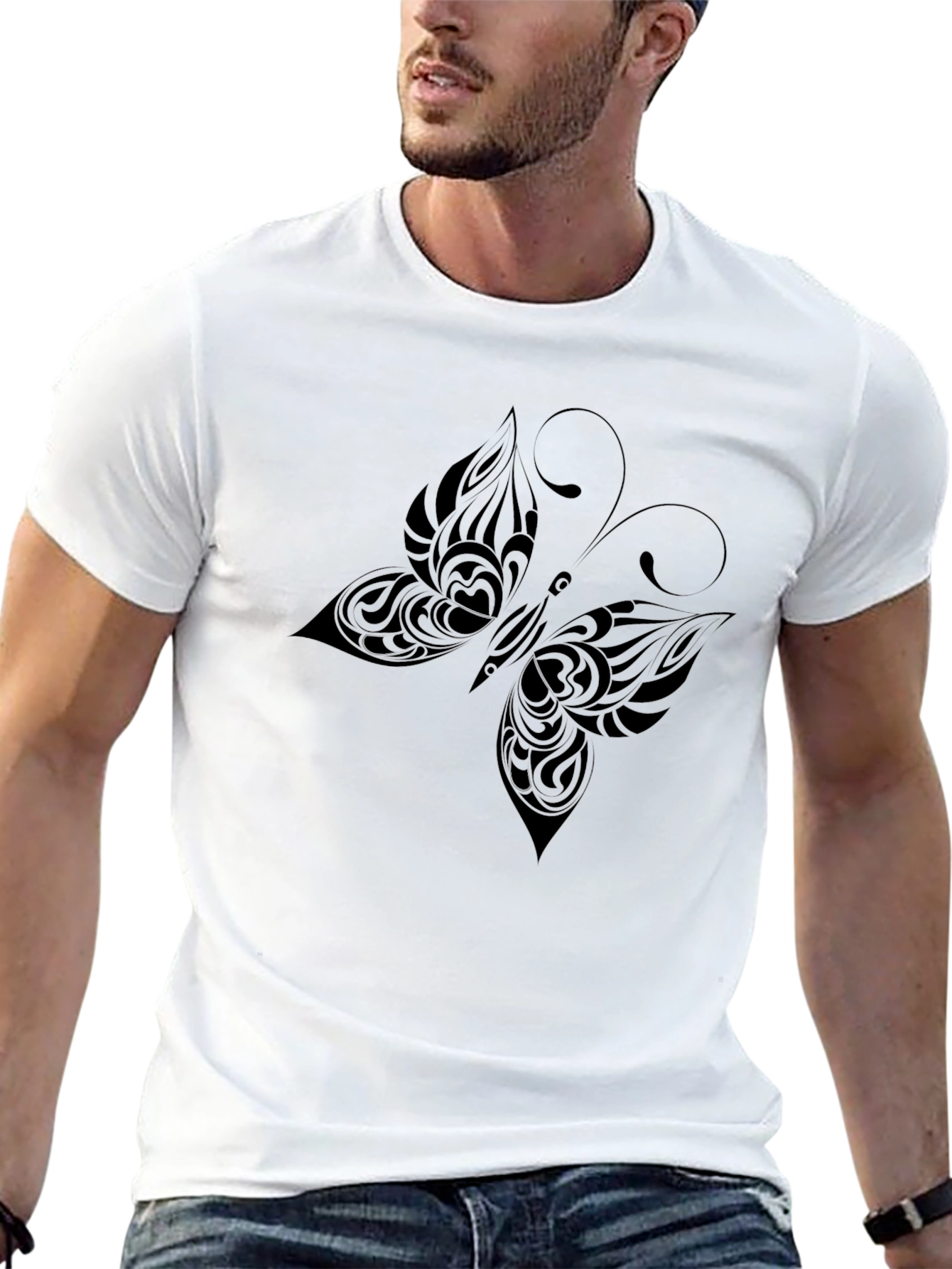 Black Butterfly Tribal Graphic Tee