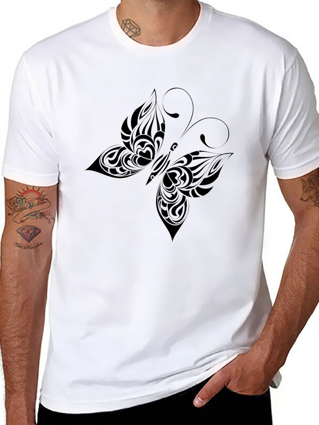 Black Butterfly Tribal Graphic Tee