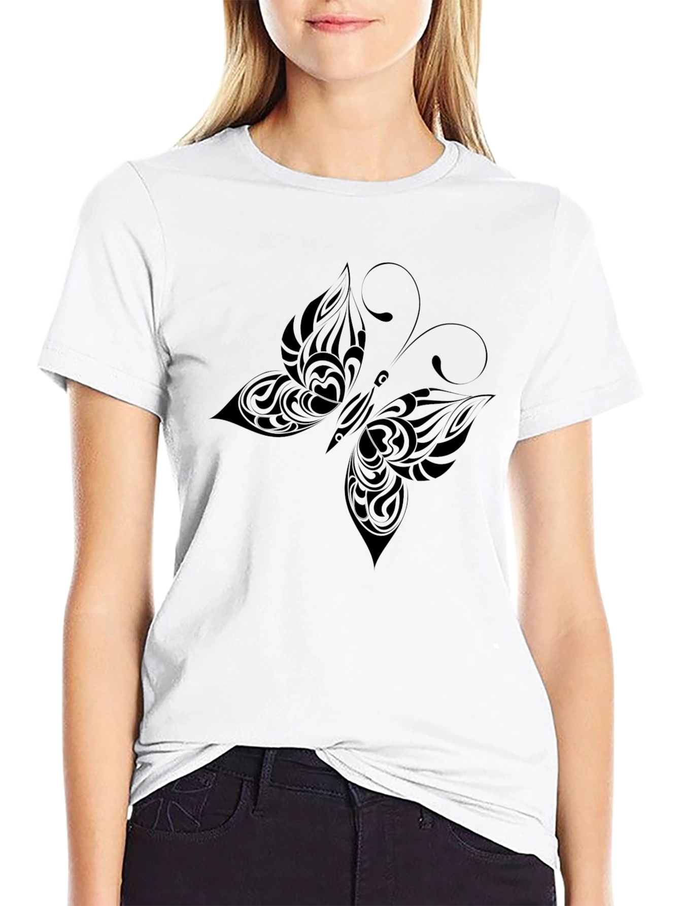 Black Butterfly Tribal Graphic Tee