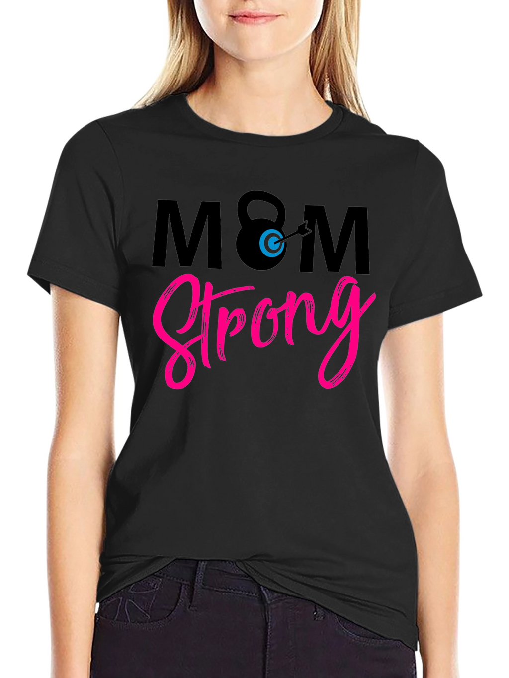 Mom Strong Graphic Tee - Black