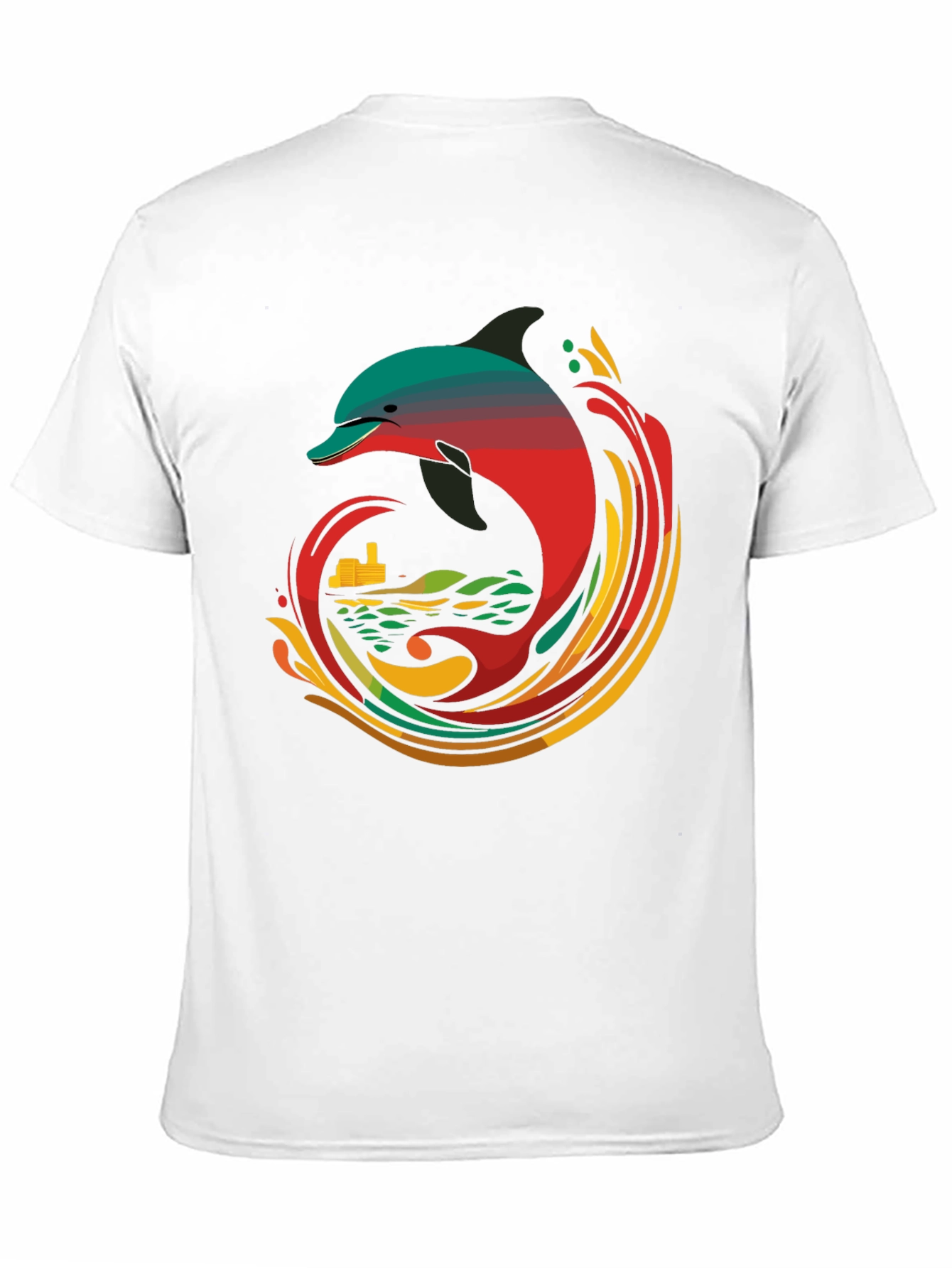 Retro Dolphin Graphic Tee - Cool Black T-Shirt