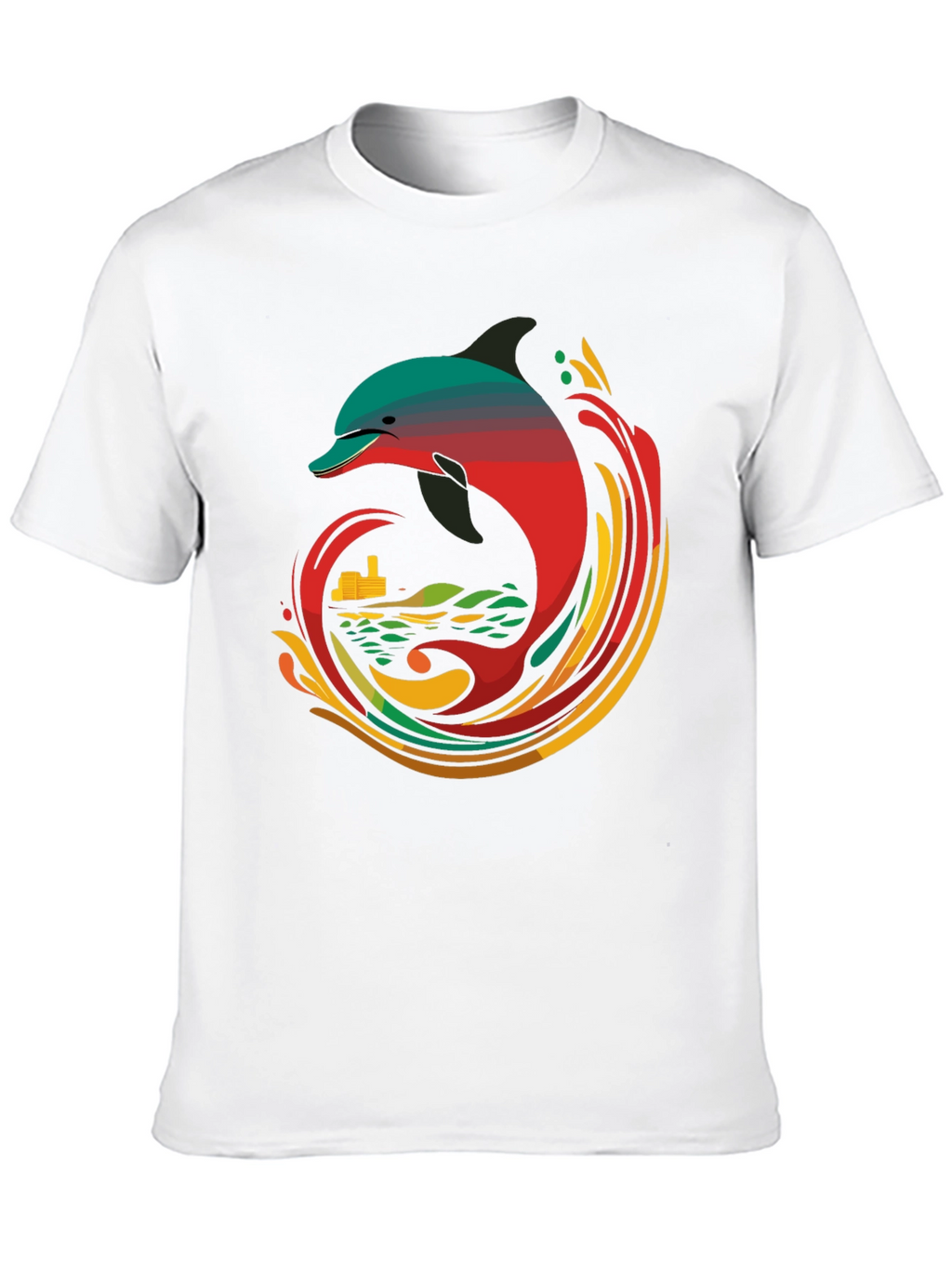 Retro Dolphin Graphic Tee - Cool Black T-Shirt