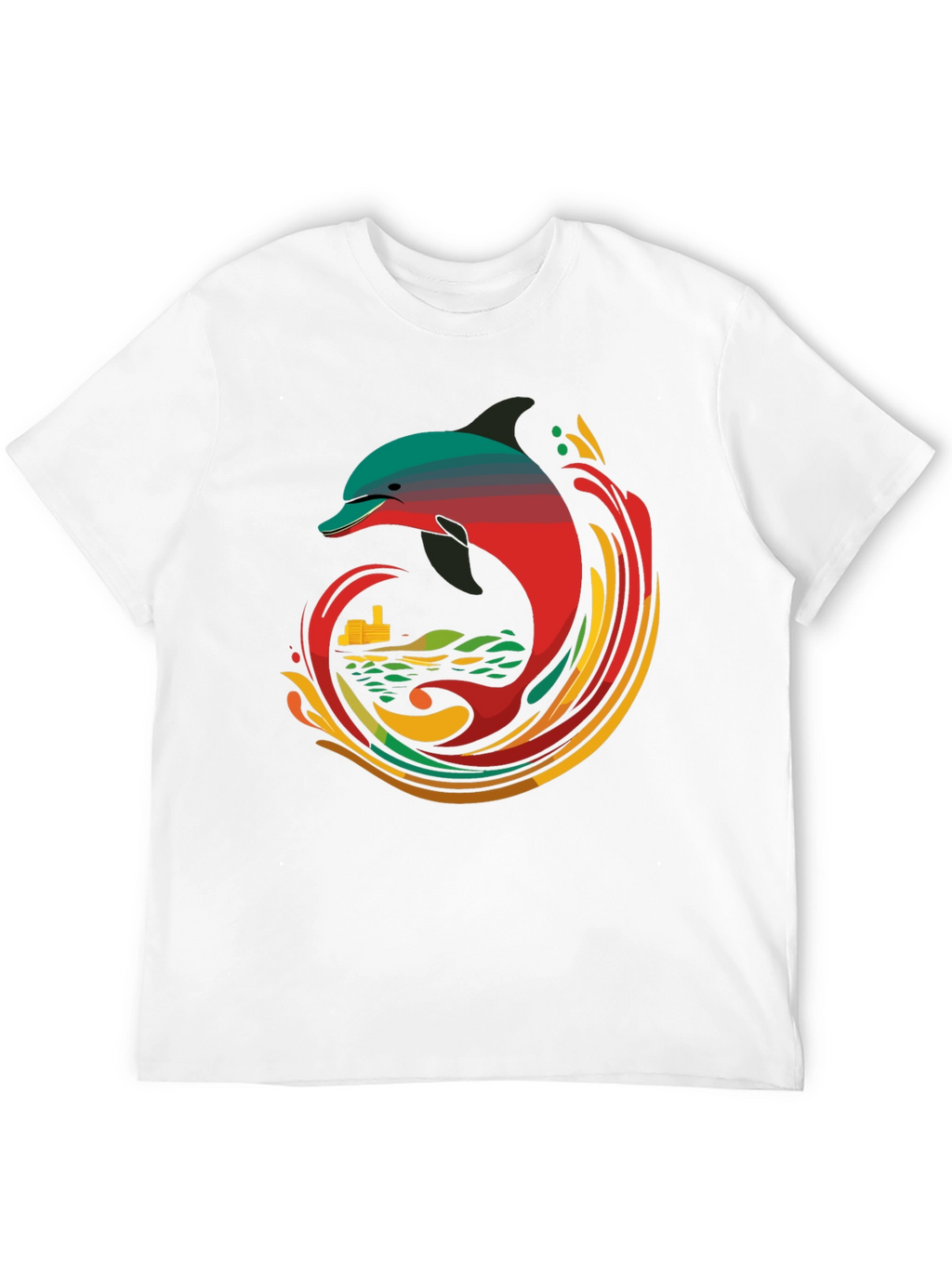 Retro Dolphin Graphic Tee - Cool Black T-Shirt