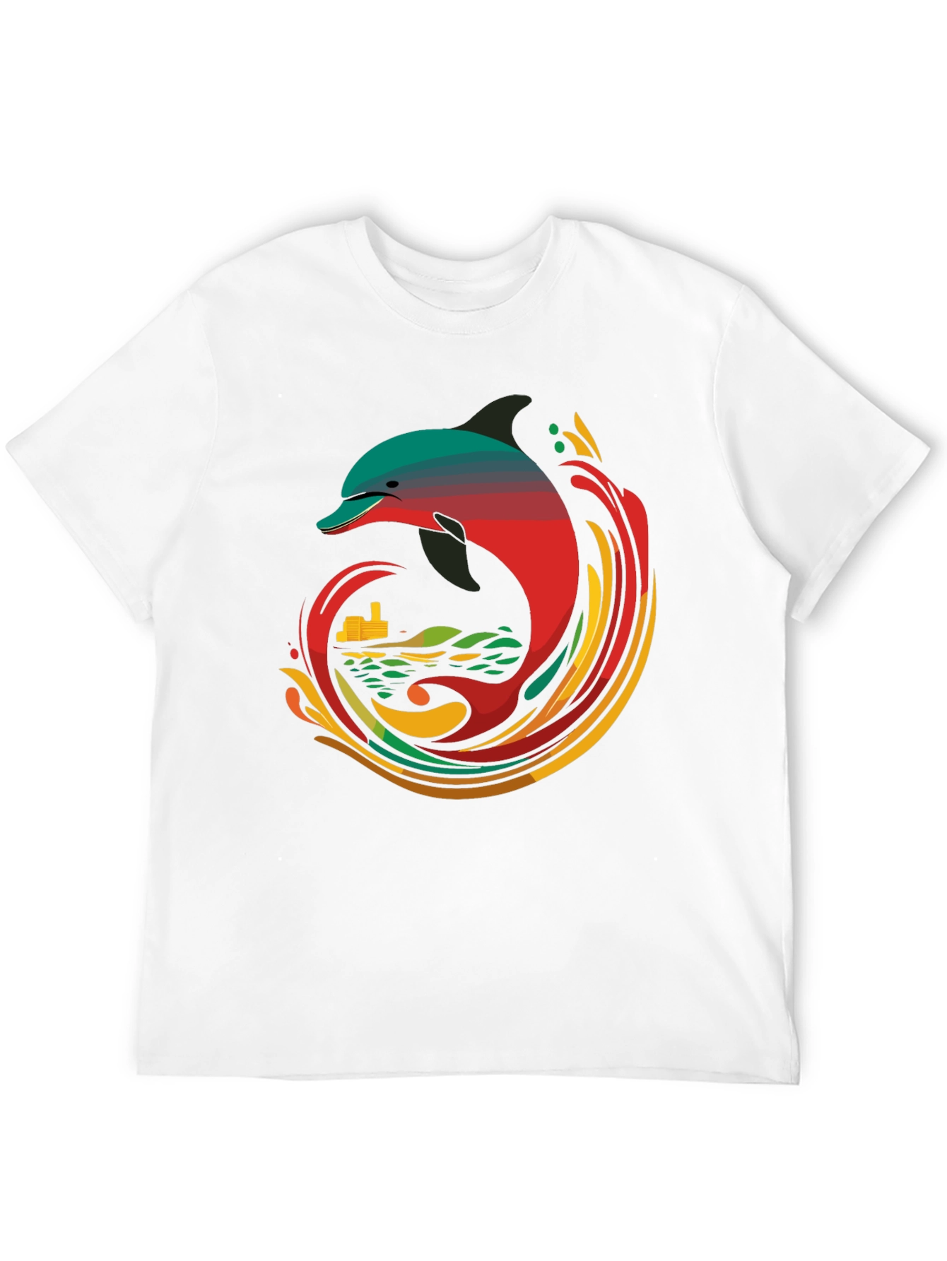 Retro Dolphin Graphic Tee - Cool Black T-Shirt