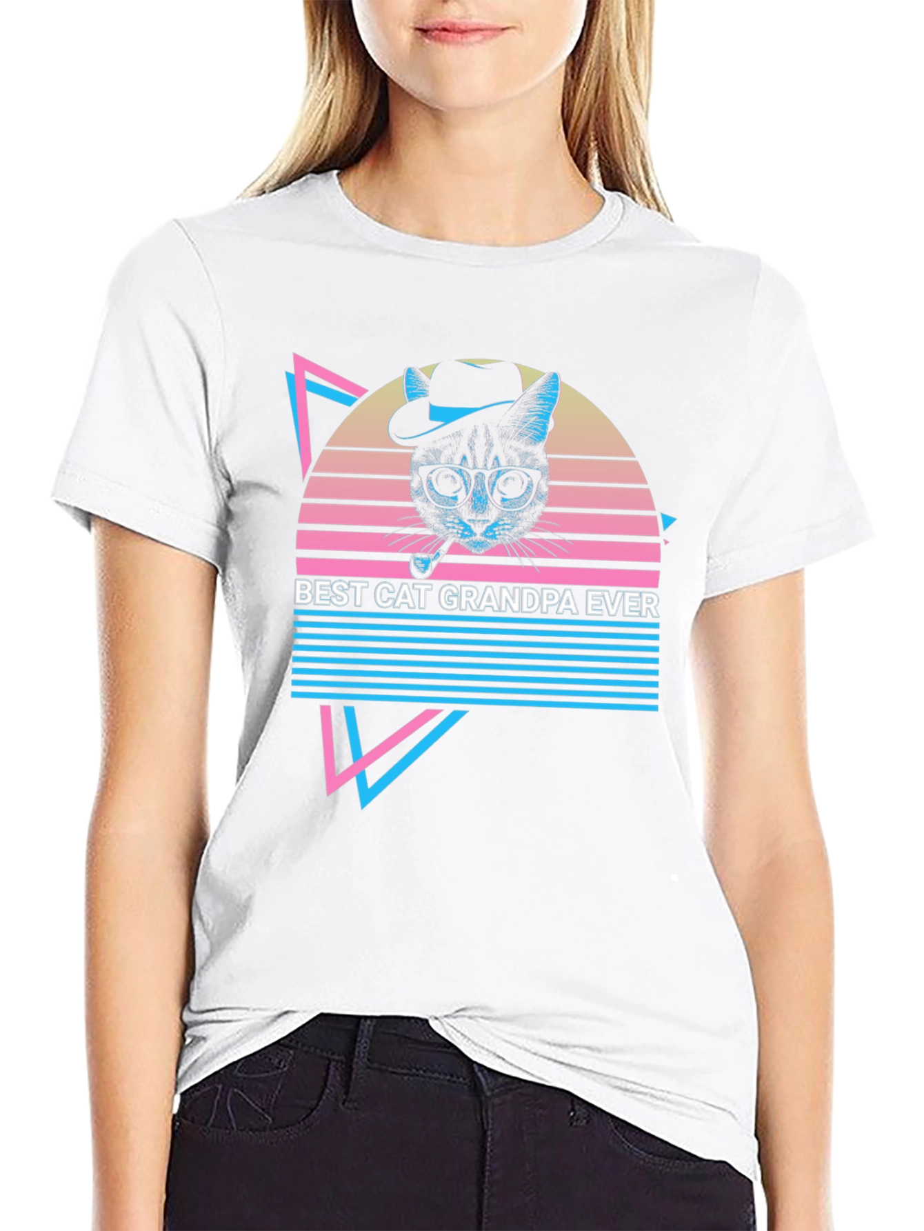 Retro Cat Grandpa Graphic Tee