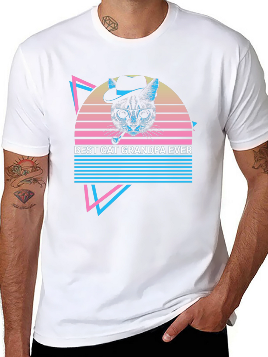 Retro Cat Grandpa Graphic Tee