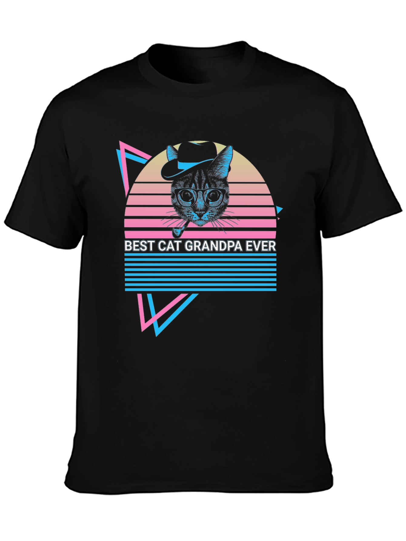 Retro Cat Grandpa Graphic Tee