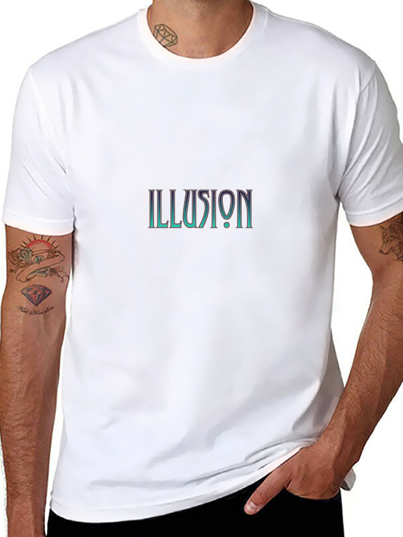 Illusion Graphic Print Black T-Shirt