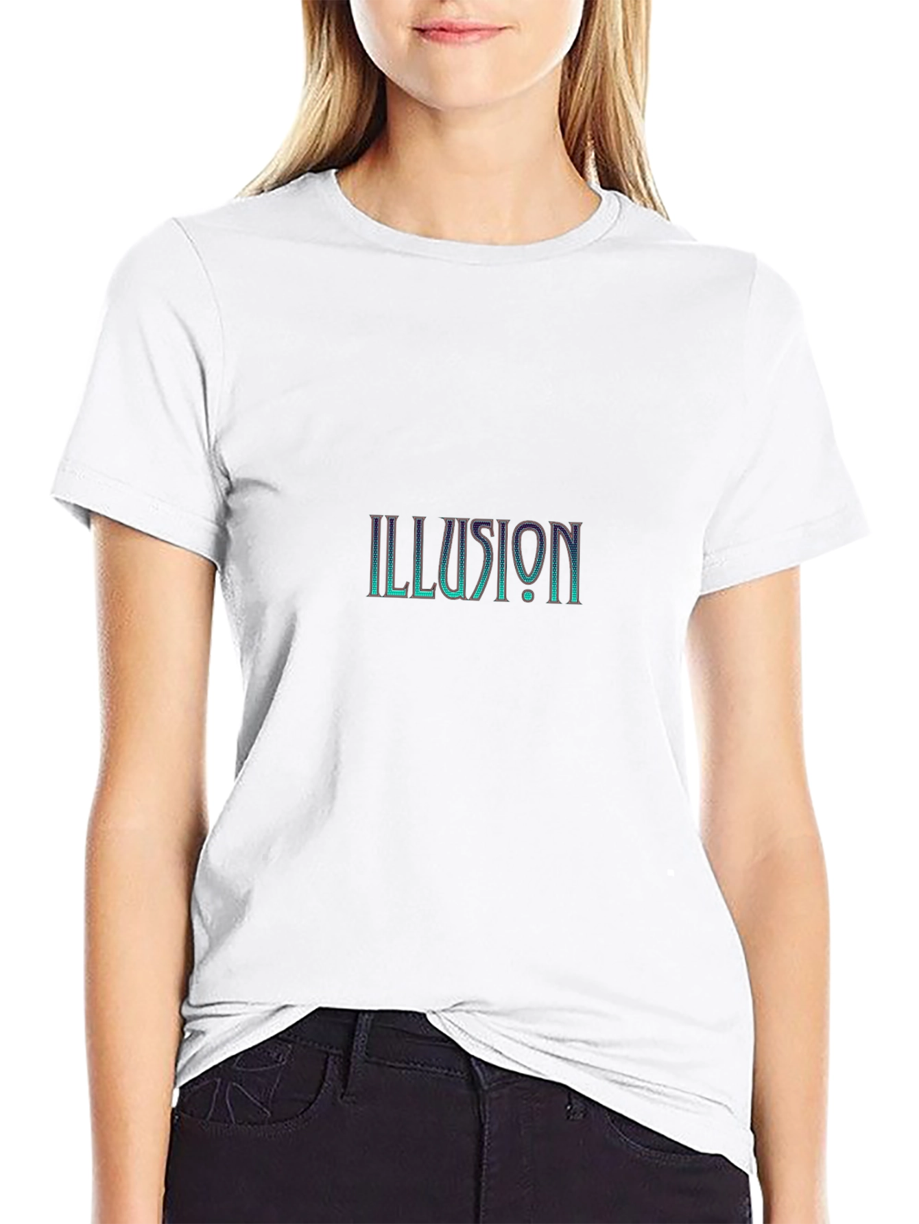 Illusion Graphic Print Black T-Shirt