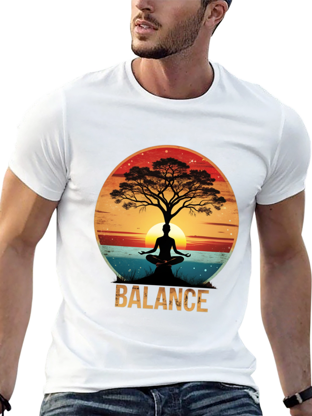 Balance Tree Yoga Meditation Graphic T-Shirt