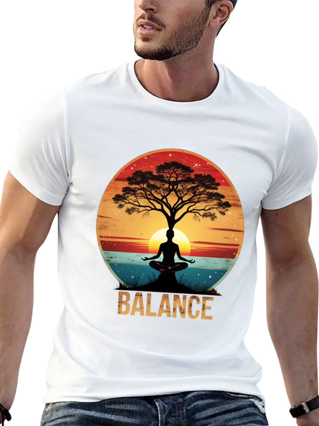 Balance Tree Yoga Meditation Graphic T-Shirt