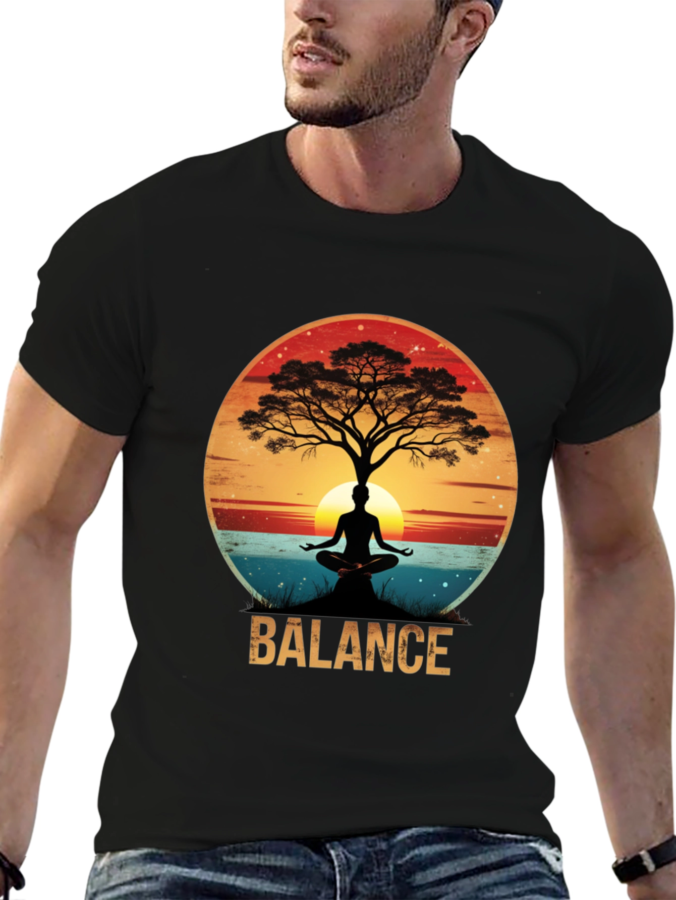 Balance Tree Yoga Meditation Graphic T-Shirt