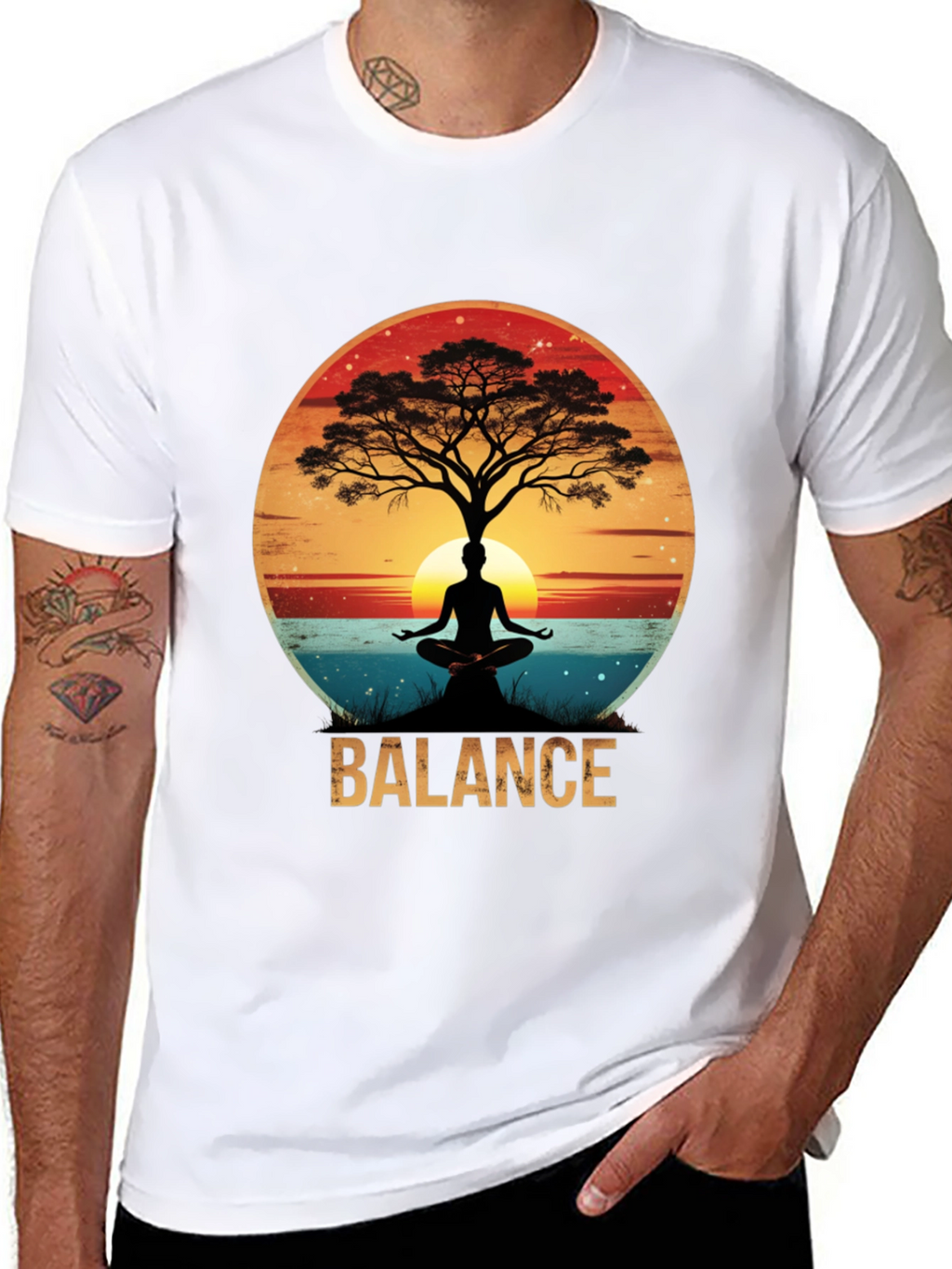Balance Tree Yoga Meditation Graphic T-Shirt