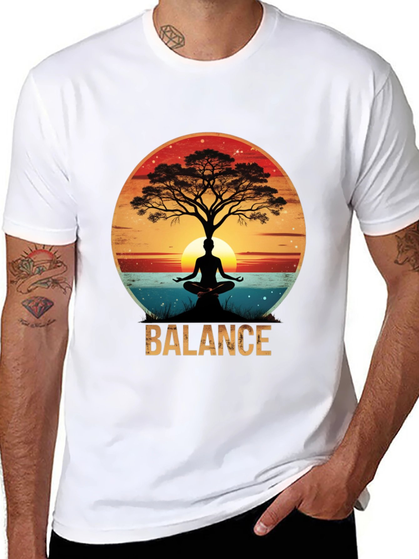 Balance Tree Yoga Meditation Graphic T-Shirt