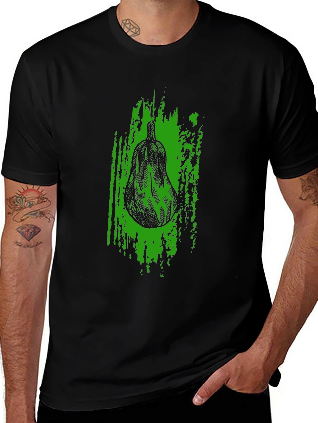 Unique Avocado Graphic Black T-Shirt
