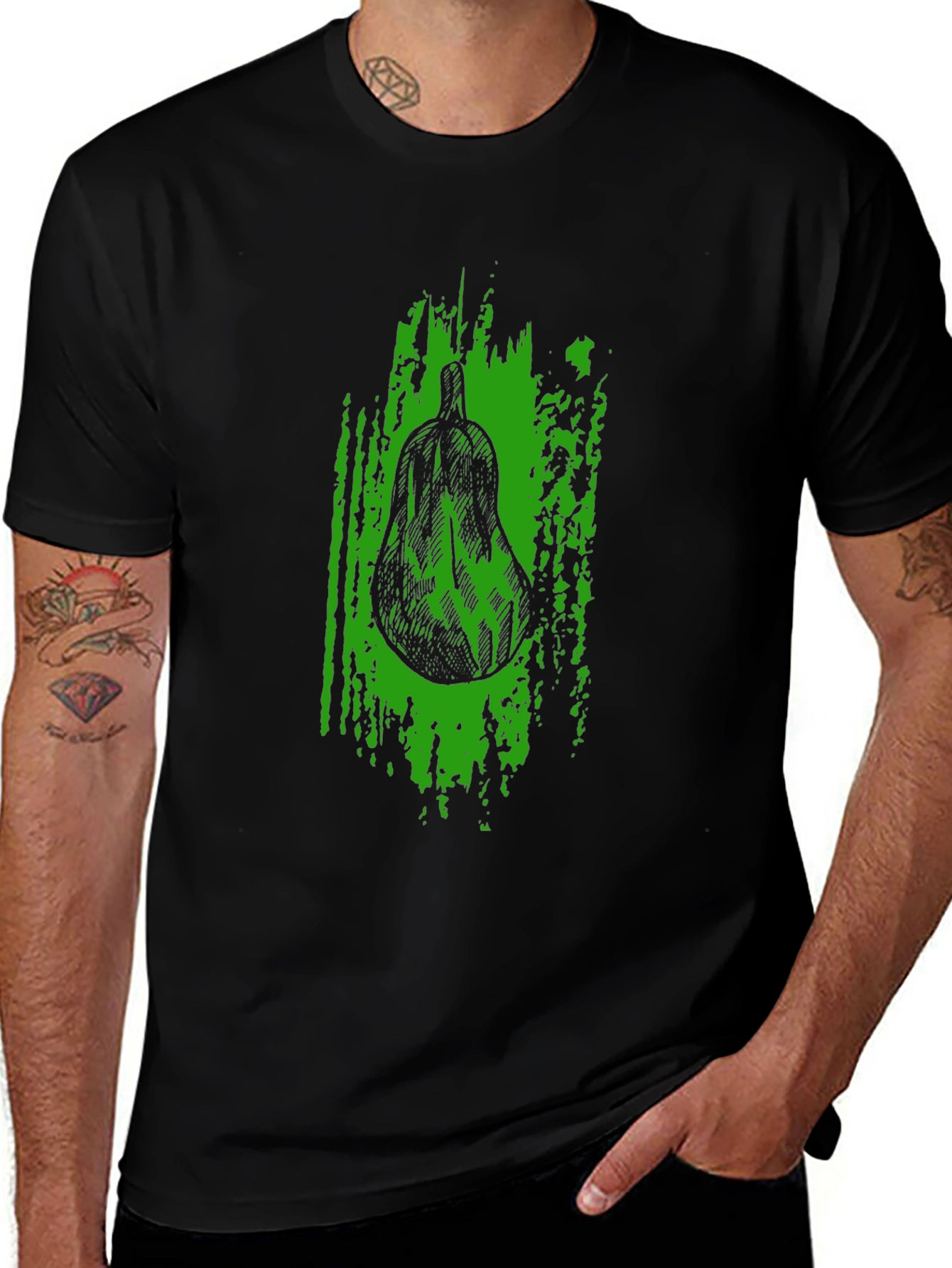Unique Avocado Graphic Black T-Shirt