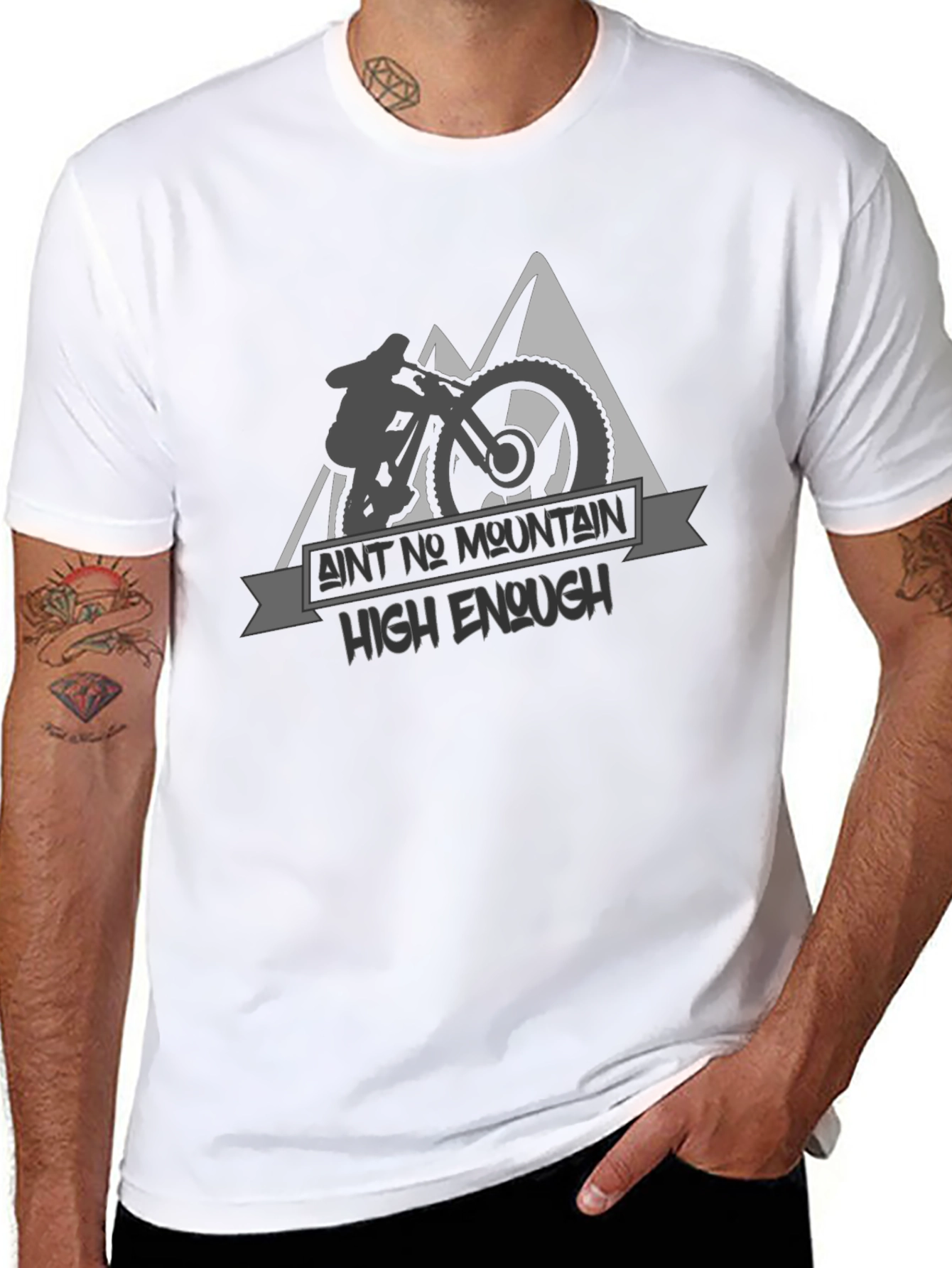 Mountain Bike Graphic Tee - Aint No Mountain High Enough